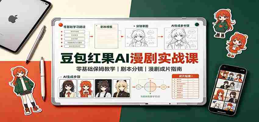 豆包红果AI漫剧实战课:零基础保姆教学,剧本分镜,漫剧成片指南-晓懂云创