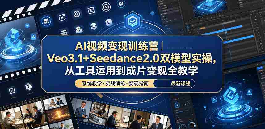 AI视频变现训练营|Veo3.1+Seedance2.0双模型实操,从工具运用到成片变现全教学-晓懂云创