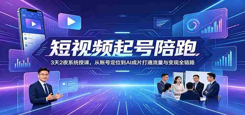 短视频起号陪跑:3天2夜系统授课,从账号定位到AI成片打通流量与变现全链路-晓懂云创