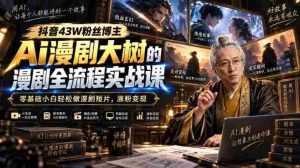 抖音43W粉丝博主Ai漫剧大树的漫剧制作全流程实战课，零基础小白轻松做漫剧短片，涨粉变现-晓懂云创