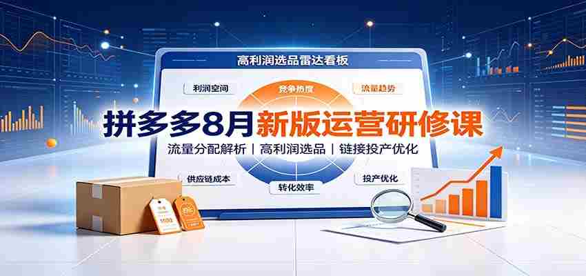 拼多多8月新版运营研修课:流量分配解析,高利润选品,链接投产优化-晓懂云创