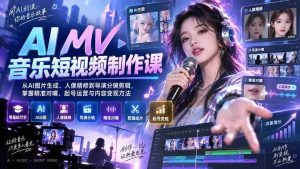 （20364期）AI MV音乐短视频制作课：从AI图片生成、人像精修到导演分镜剪辑，掌握精准对嘴、起号运营与内容变现方法-晓懂云创