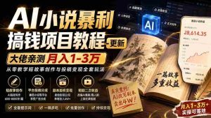 (20357期)AI小说短故事暴利搞钱项目教程-更新,大佬亲测月入1-3万,从零教学短故事创作与投稿变现全套玩法-晓懂云创