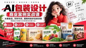 AI包装设计商业案例实战课：水果食品、饮料牛奶、猫粮肉类多品类训练，掌握设计提案与印刷落地完整方法-晓懂云创