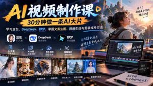 AI视频制作课-30分钟做一条AI大片:学习豆包、DeepSeek、即梦,掌握文案生图、视频生成与剪辑成片方法-晓懂云创