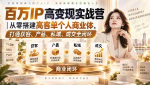 百万IP高变现实战营|从零搭建高客单个人商业体,打通获客、产品、私域、成交全闭环-晓懂云创