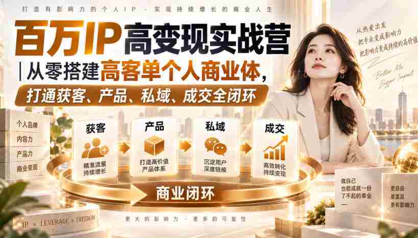 百万IP高变现实战营|从零搭建高客单个人商业体,打通获客、产品、私域、成交全闭环-晓懂云创