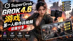 Grok 4.6 也能做游戏？第一人称作战视频实测｜玩法详细讲解-晓懂云创