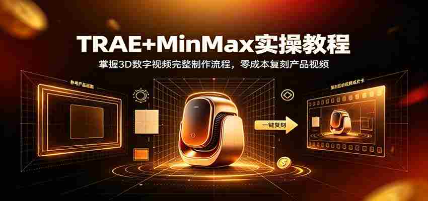 TRAE+MinMax实操教程：3D数字视频完整制作流程，零成本复刻产品视频-晓懂云创