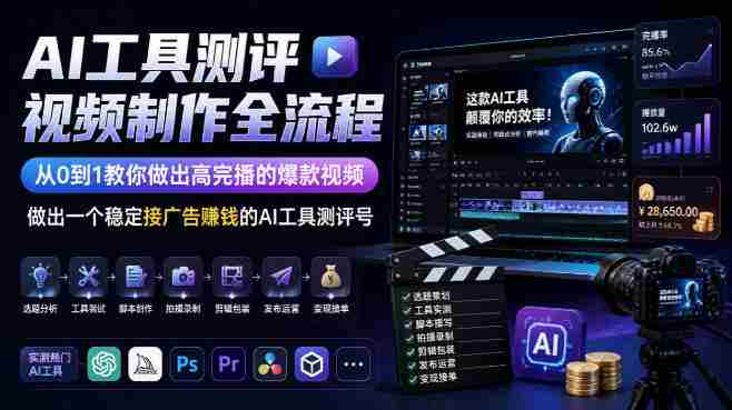 从零开始打造爆款AI测评视频,掌握全流程,轻松实现高完播率,开启广告收益之旅-晓懂云创