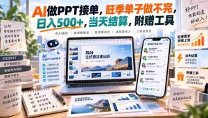 AI做PPT接单，旺季单子做不完，日入500+，当天结算，附赠工具【揭秘】-晓懂云创